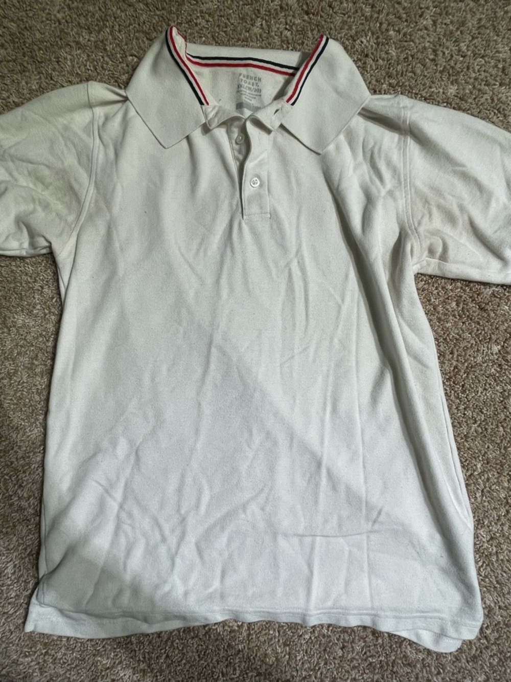 French Toast White Polo with Red and Black Trim